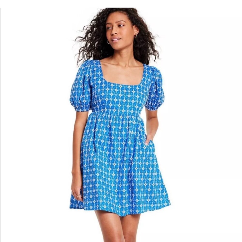 RHODE Blue Printed Mini Dress